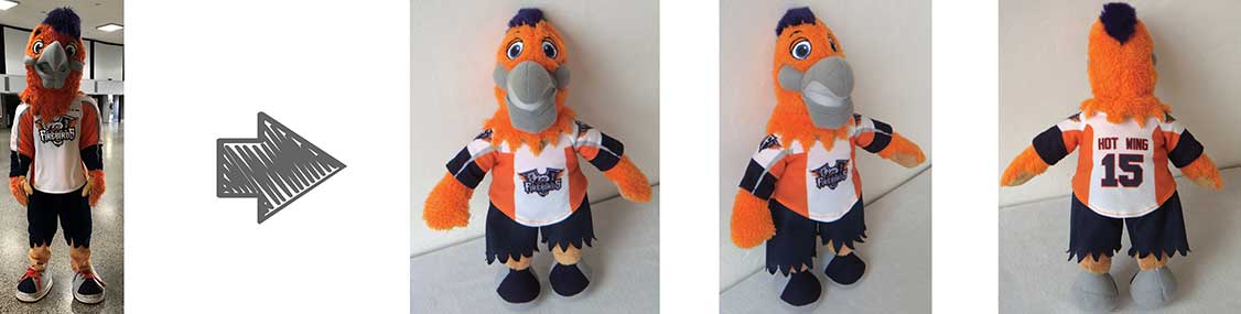 custom plush mascots - flint firebirds