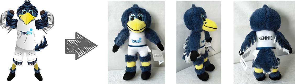 custom plush mascots - true sky credit union